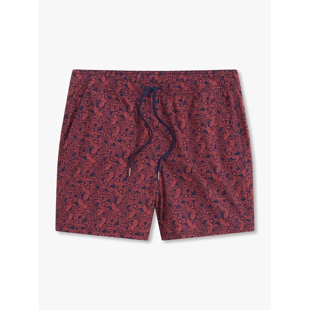 Fair Harbor Mens The Anchor Swim Shorts Floral Blue Red XXL 8 Inch Inseam